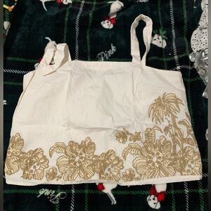 Banana Republic Factory White and Tan Crop Top